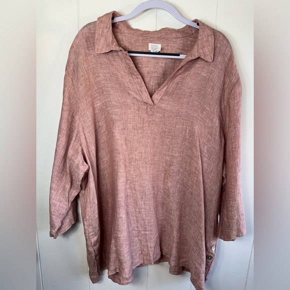 Sigred Olsen 100% Linen Pink Top Women’s Size 3X - Picture 6 of 13